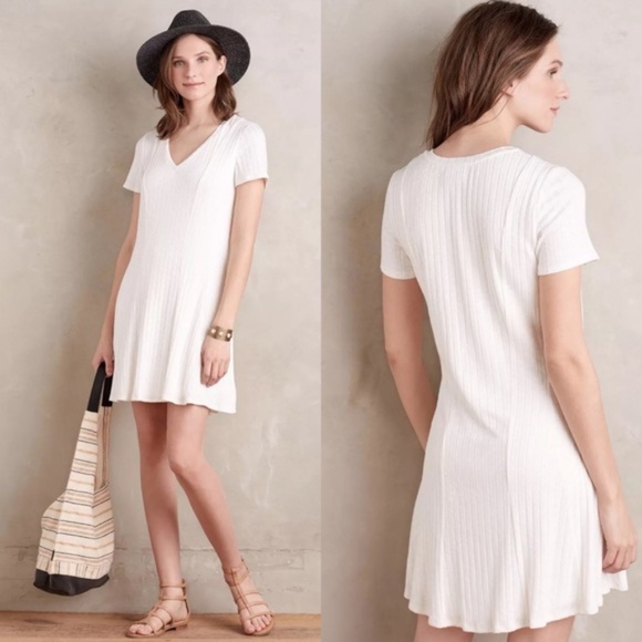 Anthropologie Ribbed Flared Dress Dolan Left coast Boho Chic Nautical - Picture 1 of 6